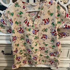 Santa Christmas scrub top